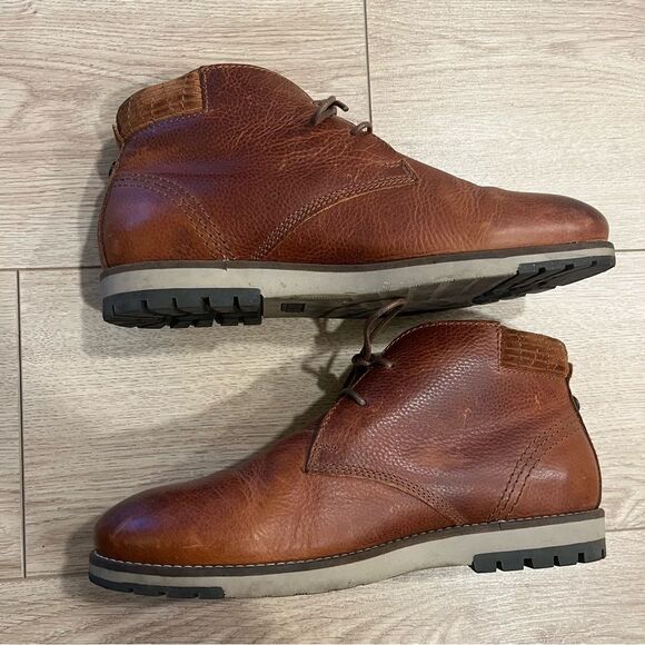 Barbour Men’s Tumble Grain Cognac Leather Lace Up Chukka Boots Size 9 main image 10
